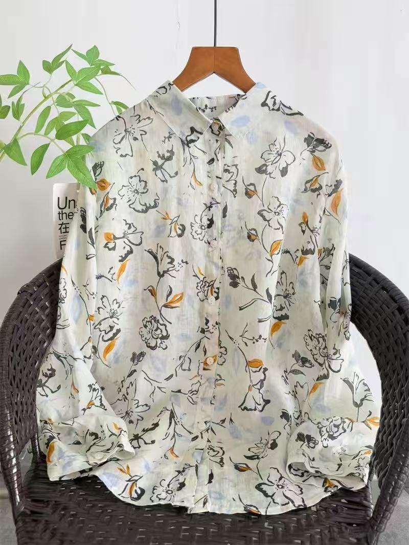 Japan Summer Clothing Women - Chemises vintage 2026 100 % ramie