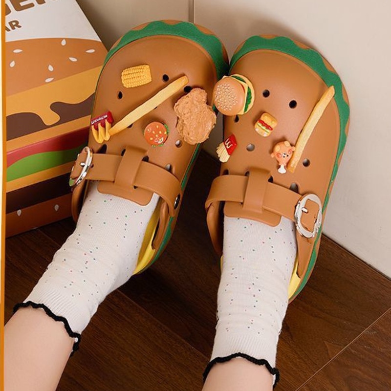 Summer Clothing Wraps - Pantoufles d'été amusantes pour Hamburger, accessoires