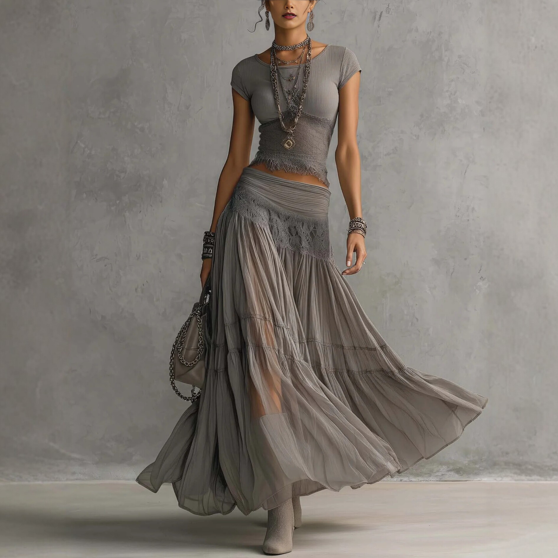Ensemble haut tricoté gris et  - Summer Clothing Accessories avis et prix
