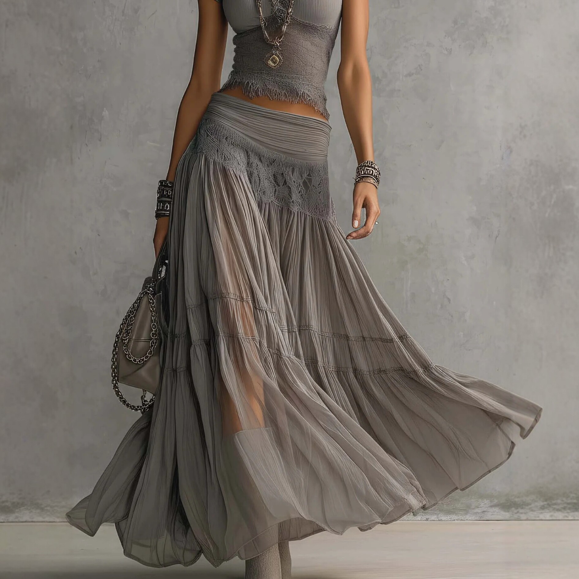 Ensemble haut tricoté gris et  - Summer Clothing Accessories avis et prix