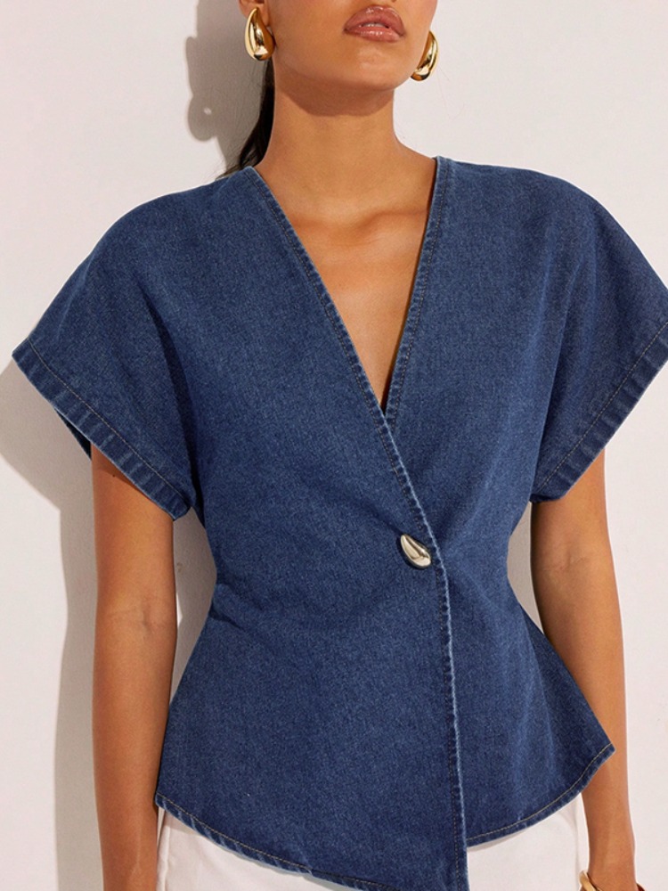 Chemisier en jean bleu foncé p - Summer Clothing Wraps avis et prix