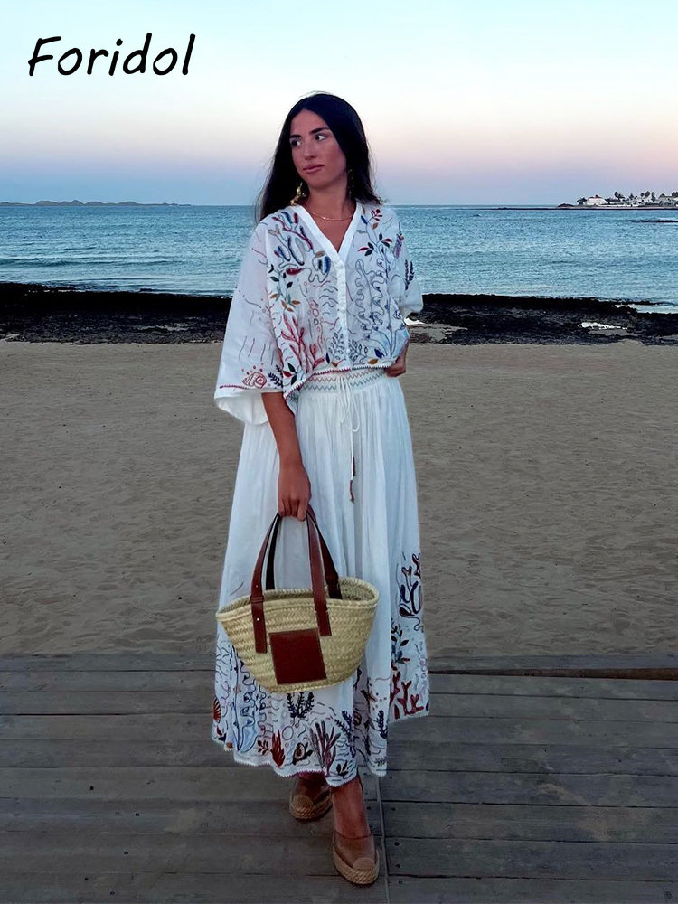 Foridol-Jupe Maxi Brodée à Man - Summer Clothing Accessories avis et prix