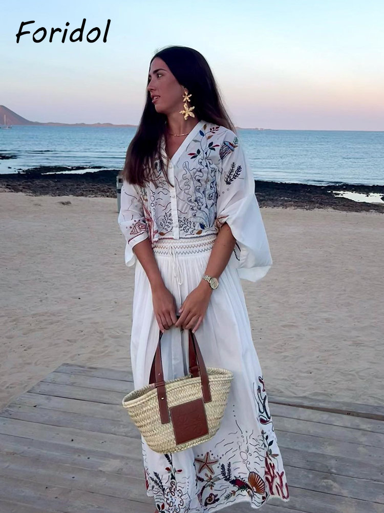 Foridol-Jupe Maxi Brodée à Man - Summer Clothing Accessories avis et prix