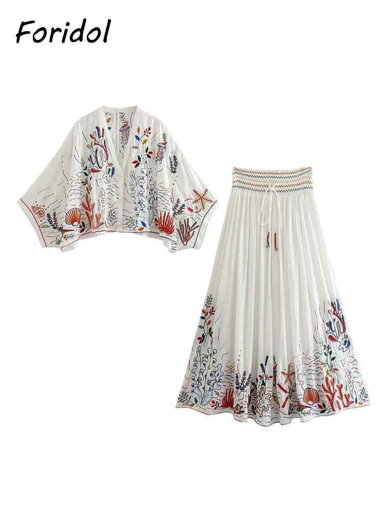 Foridol-Jupe Maxi Brodée à Man - Summer Clothing Accessories avis et prix