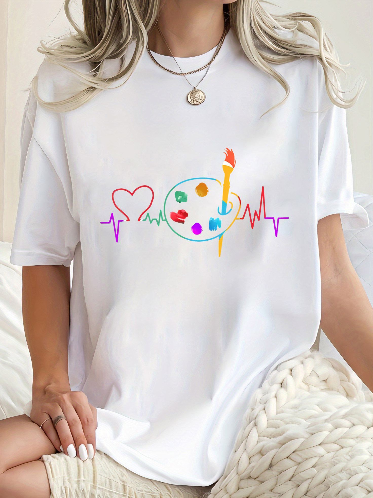 T-Shirt col rond décontracté p - Summer Clothing Palette avis et prix