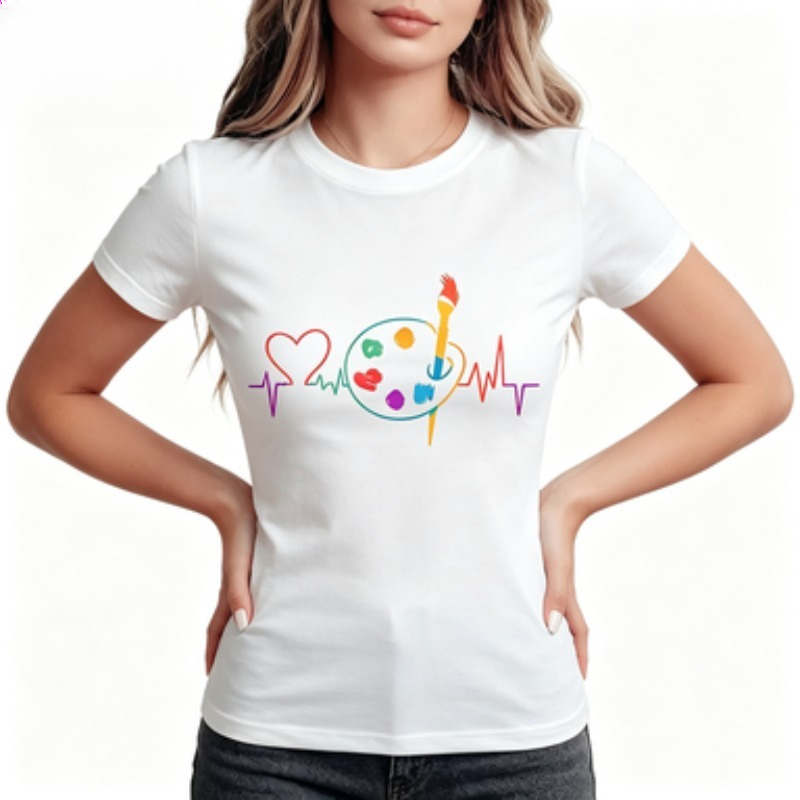 T-shirt décontracté à col rond - Summer Clothing Palette avis et prix