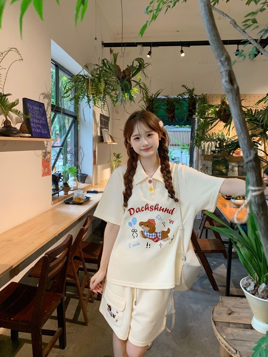 Kawaii broderie chien japon St - Japan Summer Clothing Women avis et prix
