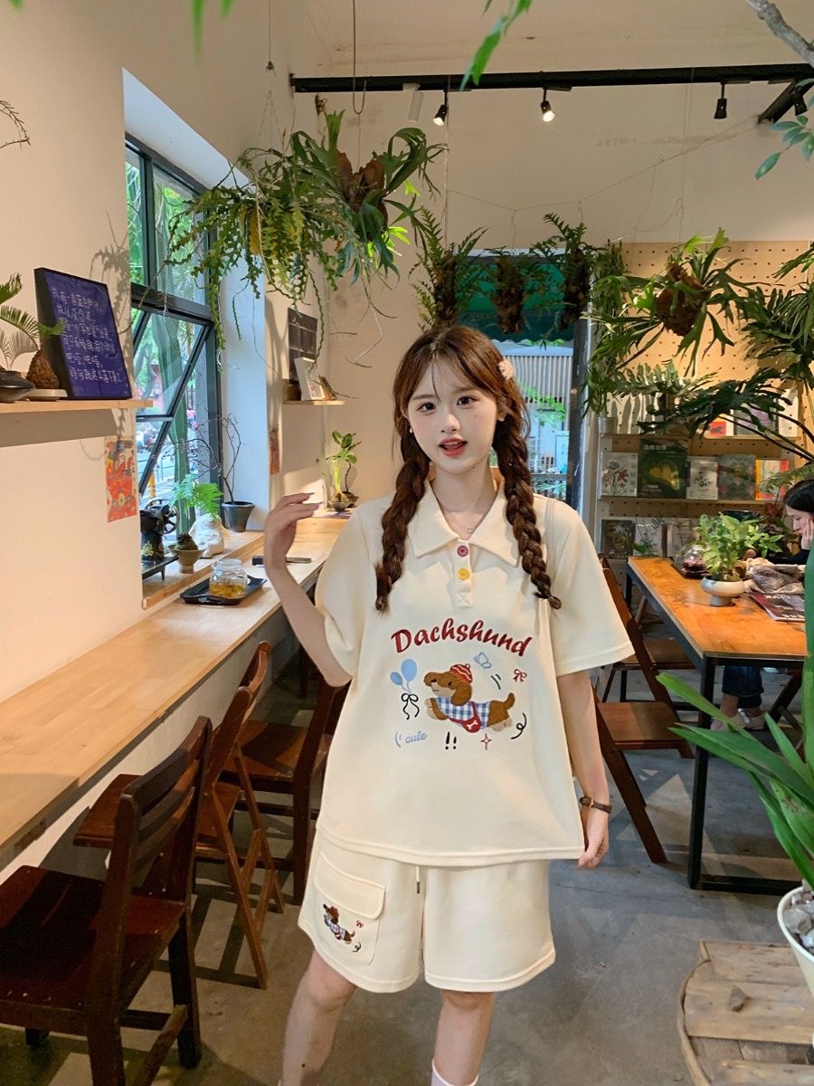 Kawaii broderie chien japon St - Japan Summer Clothing Women avis et prix
